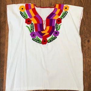 Mexican floral embroidered top blouse